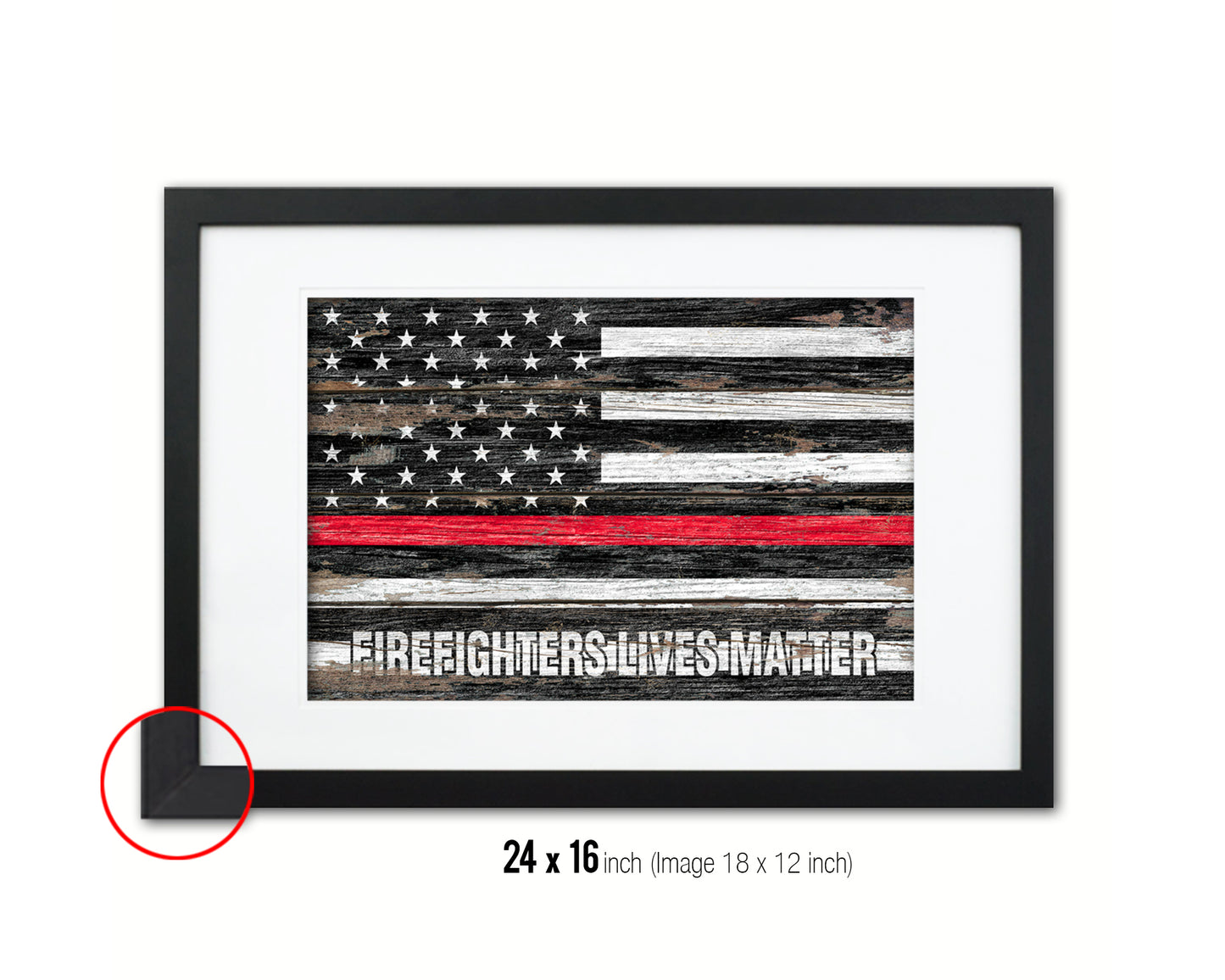 Thin Red Line Honoring Law Enforcement American, Firefighters lives matter Wood Rustic Flag Art