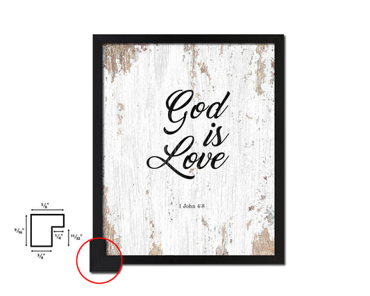 God is love, 1 John 4:8 Quote Wood Framed Print Home Decor Wall Art Gifts