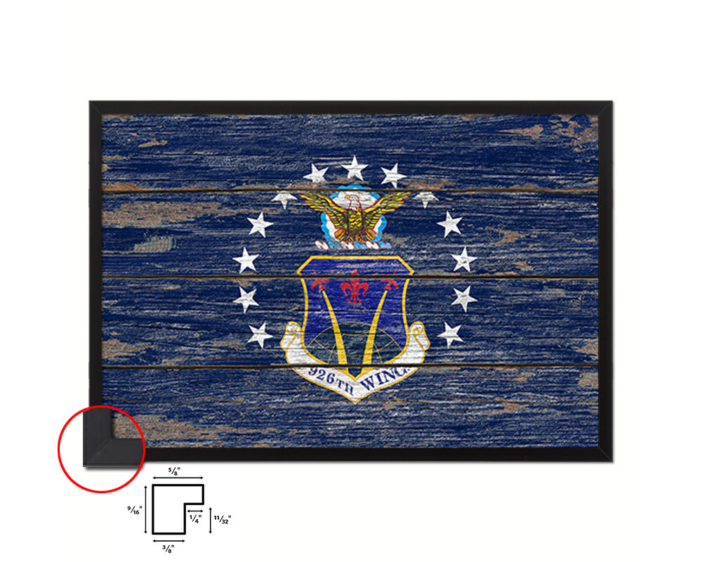 926th Wing Vintage Emblem Flag Wood Frame Paper Print Wall Art Decor Gifts