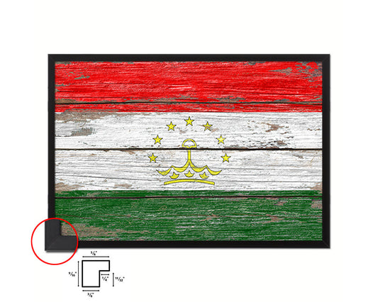 Tajikistan Country Wood Rustic National Flag Wood Framed Print Wall Art Decor Gifts