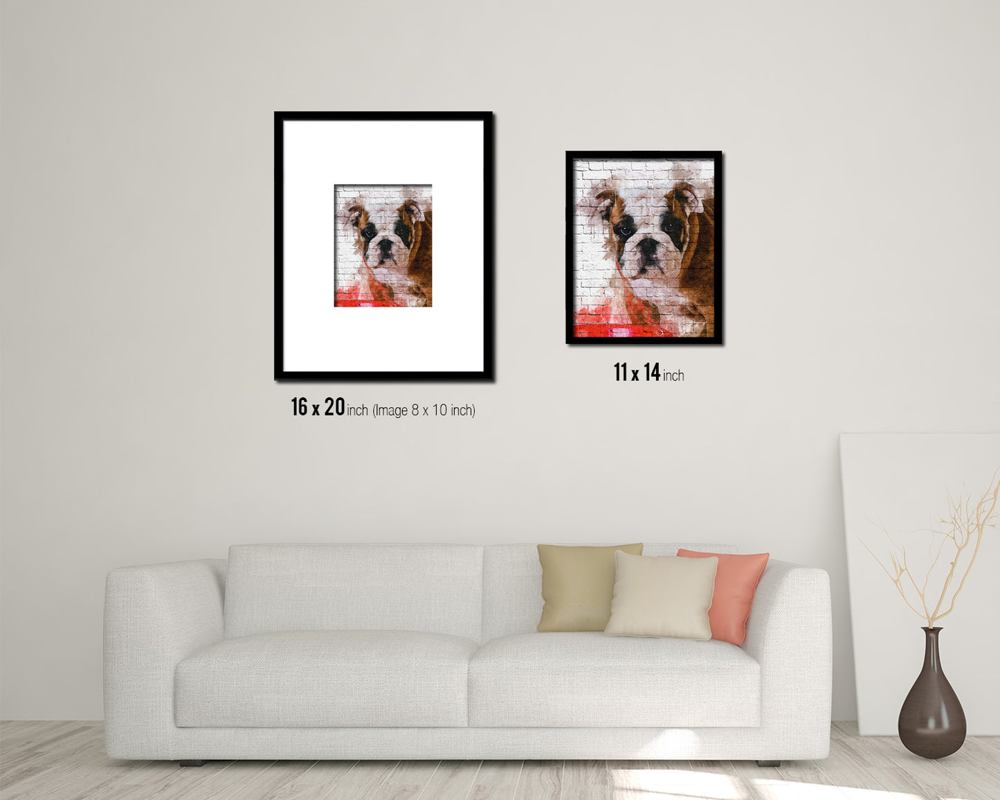 English Bulldog Dog Puppy Portrait Framed Print Pet Watercolor Wall Decor Art Gifts