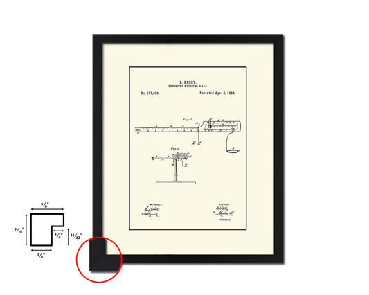 Weighing Scale Pharmacist Vintage Patent Artwork Black Frame Print Gifts