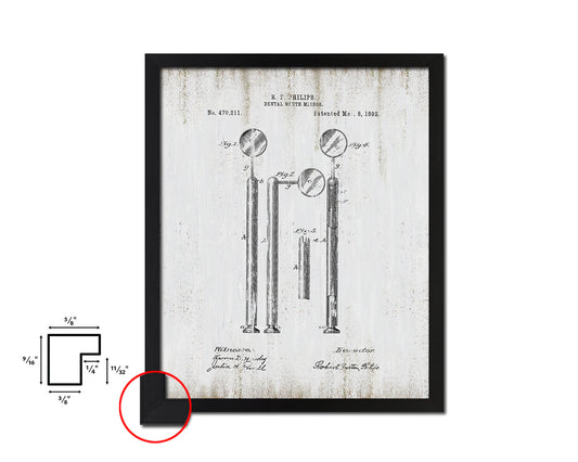 Dental Mouth Mirror Dentist Vintage Patent Artwork Black Frame Print Wall Art Decor Gifts