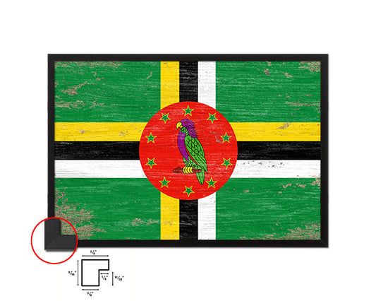 Dominica Shabby Chic Country Flag Wood Framed Print Wall Art Decor Gifts