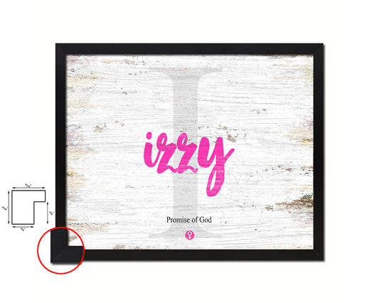 Izzy Personalized Biblical Name Plate Art Framed Print Kids Baby Room Wall Decor Gifts