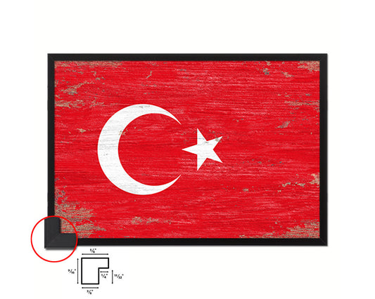 Turkey Shabby Chic Country Flag Wood Framed Print Wall Art Decor Gifts