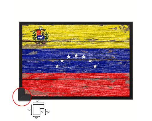 Venezuela Country Wood Rustic National Flag Wood Framed Print Wall Art Decor Gifts