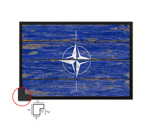 Nato Country Wood Rustic National Flag Wood Framed Print Wall Art Decor Gifts