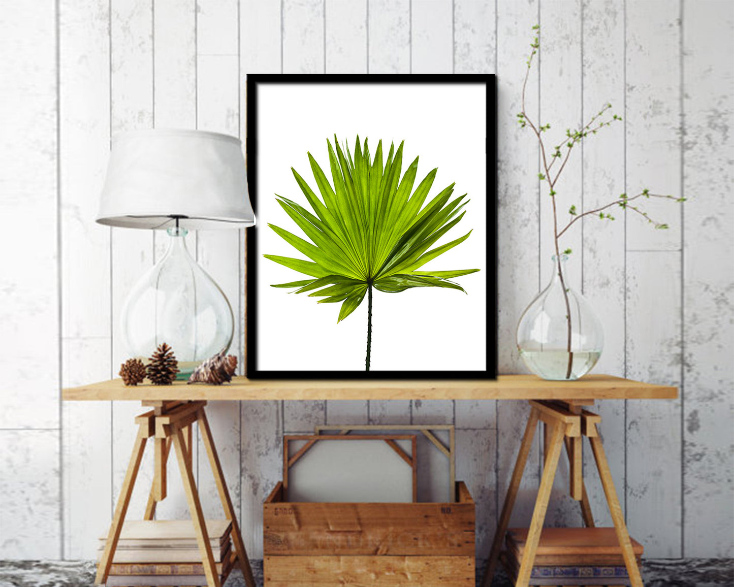 Green Palm Tropical Leaf Framed Print Sign Decor Wall Art Gifts