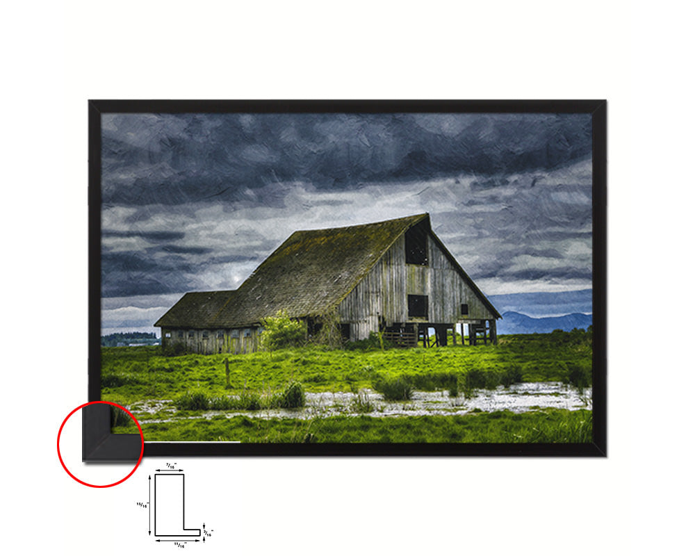 Old Barn Washington Landscape Painting Print Art Frame Home Wall Decor Gifts