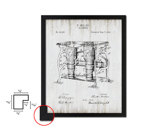 Oil Stove Kitchen Vintage Patent Artwork Black Frame Print Wall Art Decor Gifts