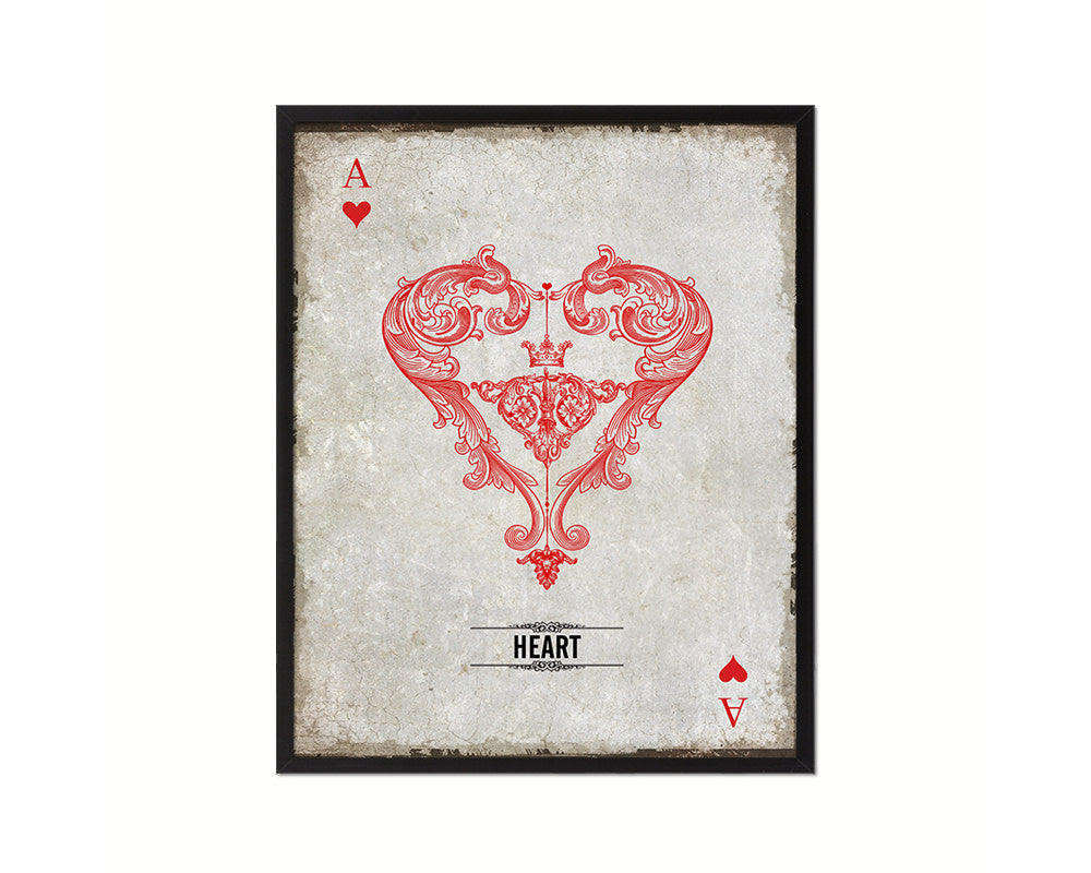 Heart Ace Cards Fine Art Paper Prints Wood Framed Wall Art Decor Gifts