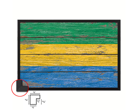 Gabon Country Wood Rustic National Flag Wood Framed Print Wall Art Decor Gifts