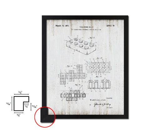 Legos Block Game Toy Vintage Patent Artwork Black Frame Print Gifts