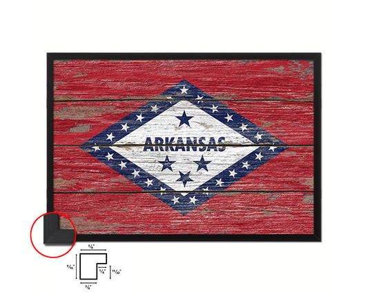 Arkansas State Rustic Flag Wood Framed Paper Prints Wall Art Decor Gifts