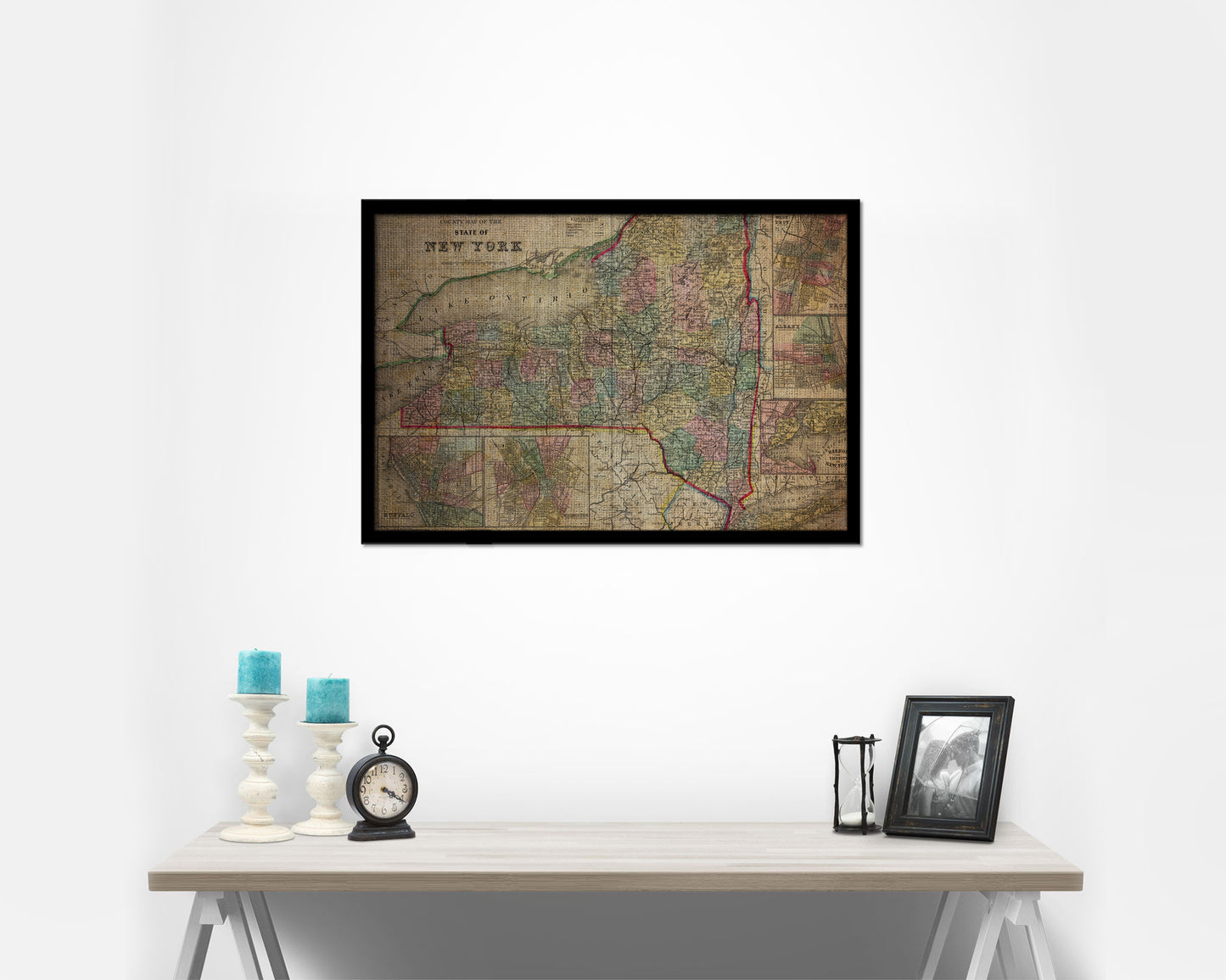 New York 1870 Vintage Map Framed Print Art Wall Decor Gifts