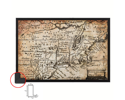 New England United States John Speed 1675 Antique Map Framed Print Art Wall Decor Gifts