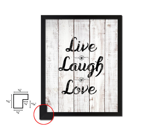 Live laugh love White Wash Quote Framed Print Wall Decor Art