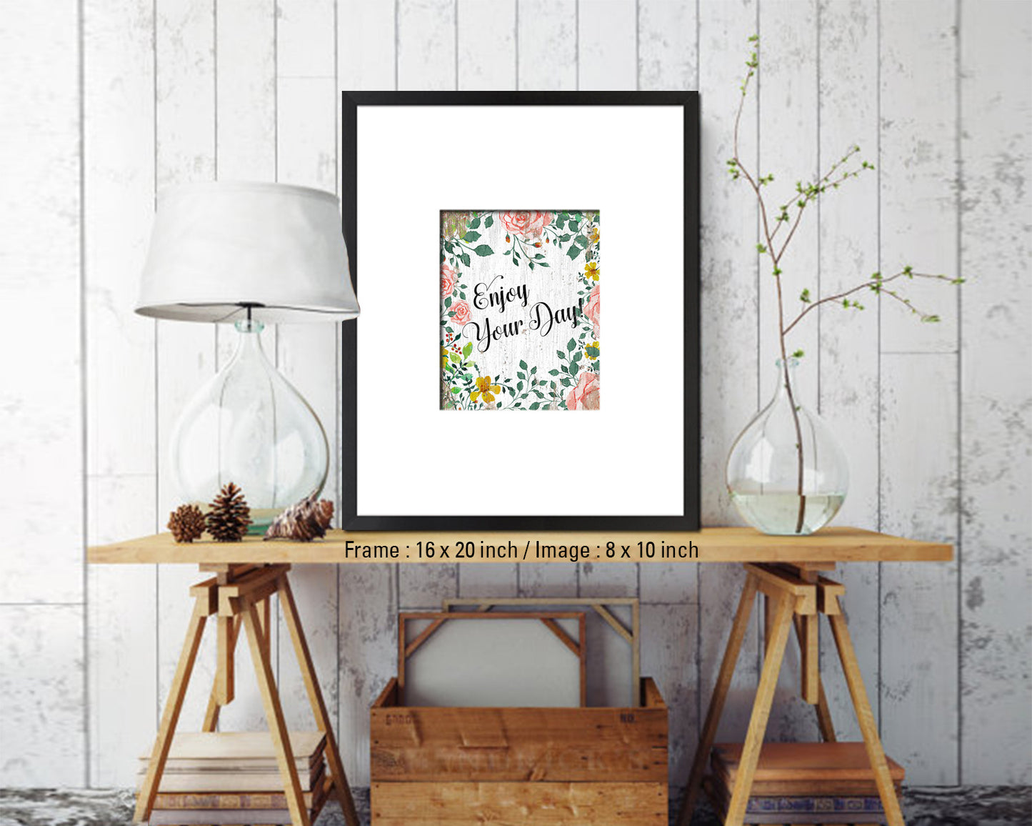 Enjoy your day Quote Wood Framed Print Home Decor Wall Art Gifts