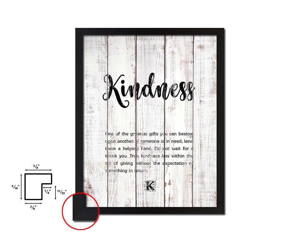 Kindness White Wash Quote Framed Print Wall Decor Art