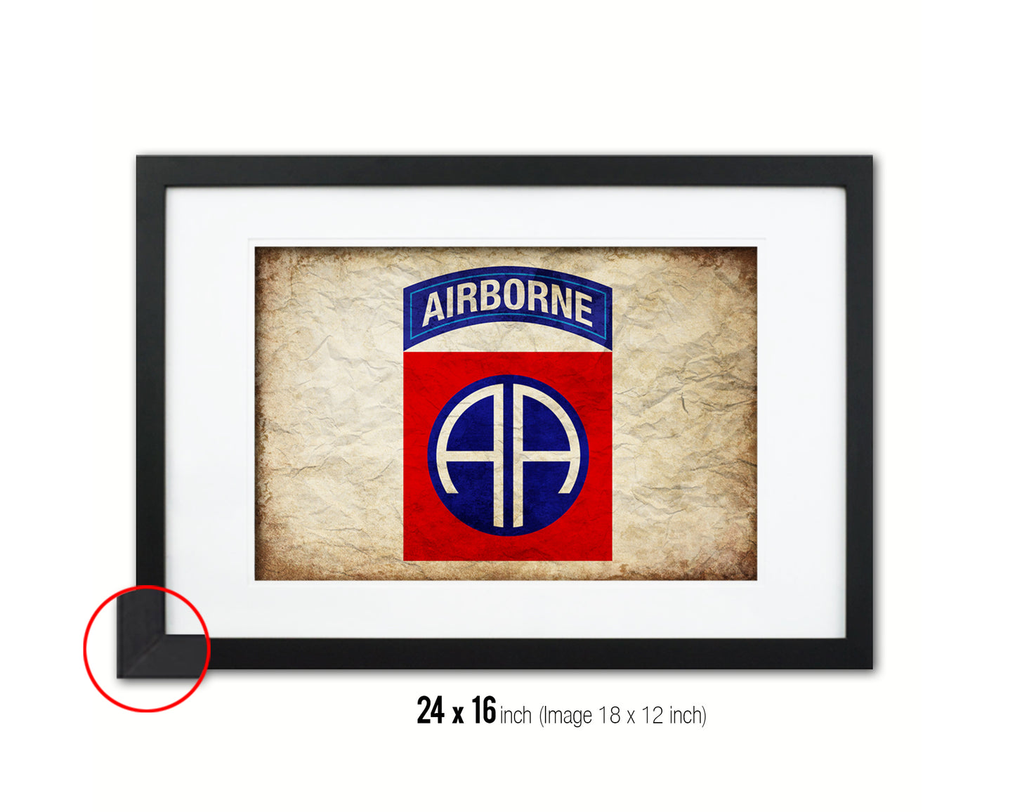 US Army 82nd Airborne Vintage Military Flag Framed Print Sign Decor Wall Art Gifts