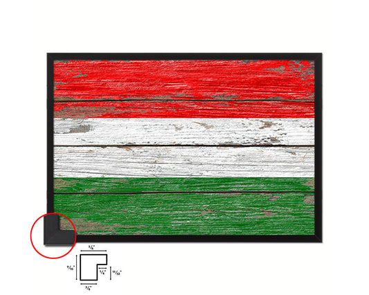 Hungary Country Wood Rustic National Flag Wood Framed Print Wall Art Decor Gifts