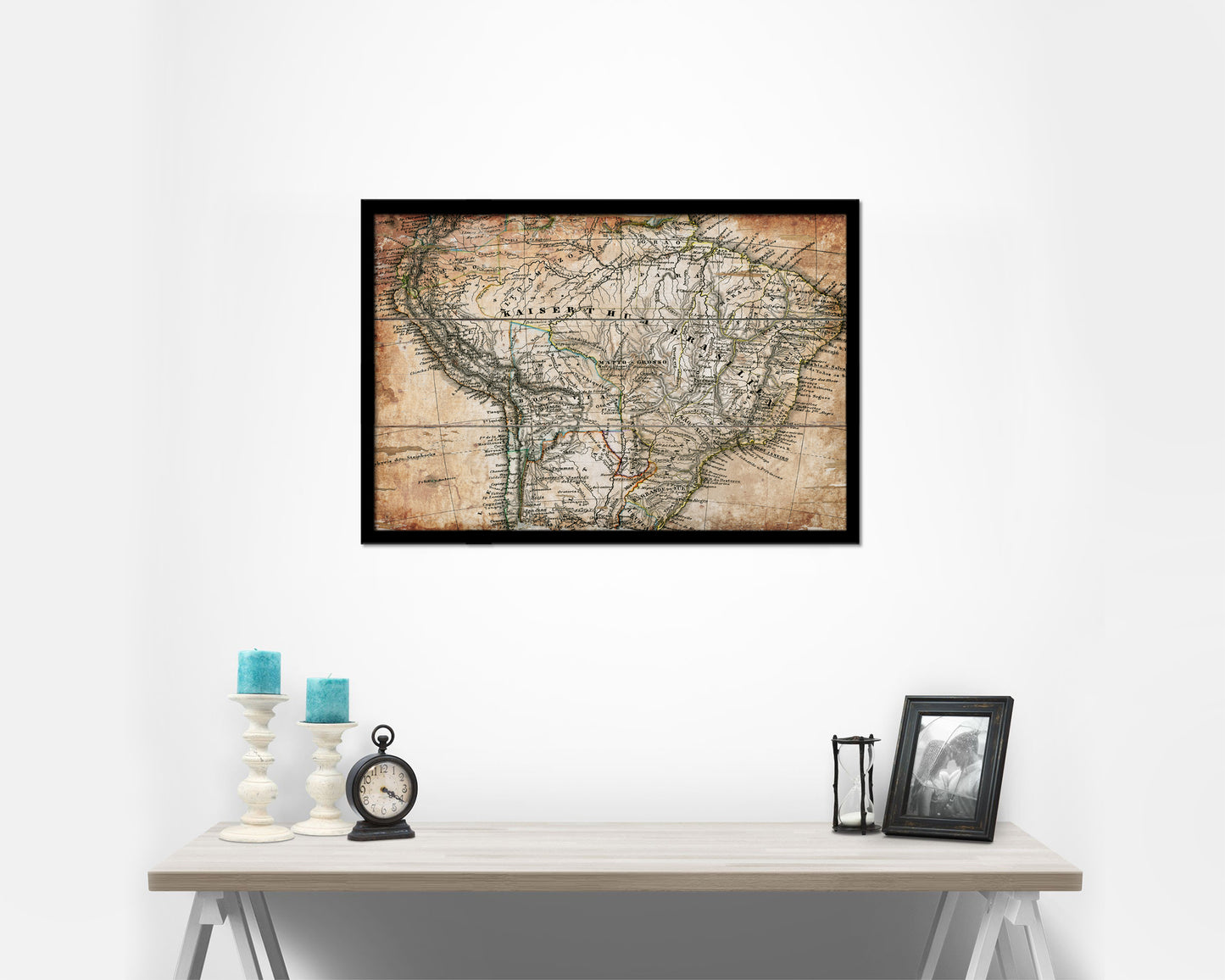 South America Stieler Brazil 1875 Antique Map Framed Print Art Wall Decor Gifts