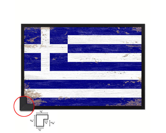 Greece Shabby Chic Country Flag Wood Framed Print Wall Art Decor Gifts