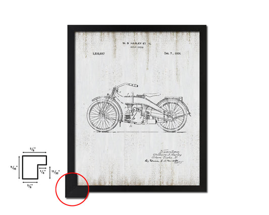 Vehicle Motocycle Vintage Patent Artwork Black Frame Print Gifts