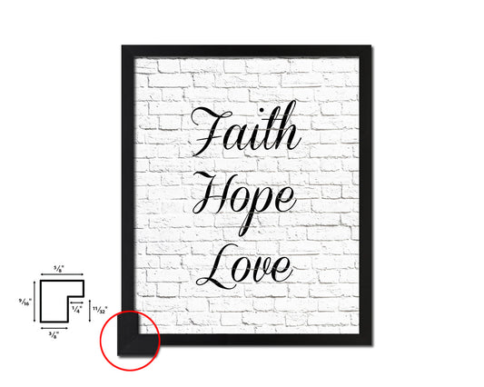 Faith Hope Love Quote Wood Framed Print Home Decor Wall Art Gifts