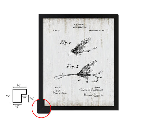 Artificial Bait Fishing Vintage Patent Artwork Black Frame Print Wall Art Decor Gifts