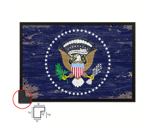 President of the United States American Shabby Chic Military Flag Framed Print Decor Wall Art Gifts