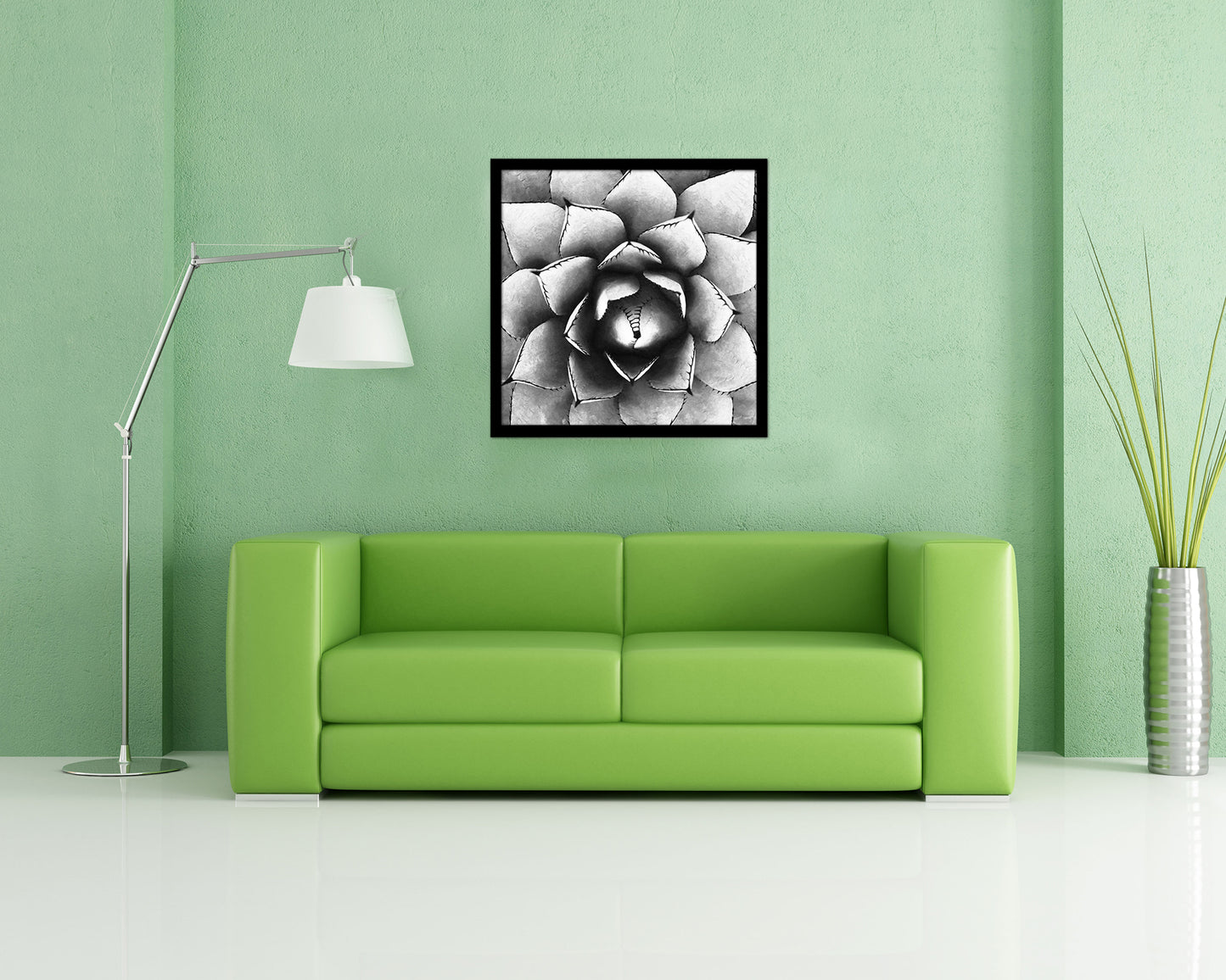 Large Century Plant B &W Succulent Leaves Spiral Plant Wood Framed Print Decor Wall Art Gifts