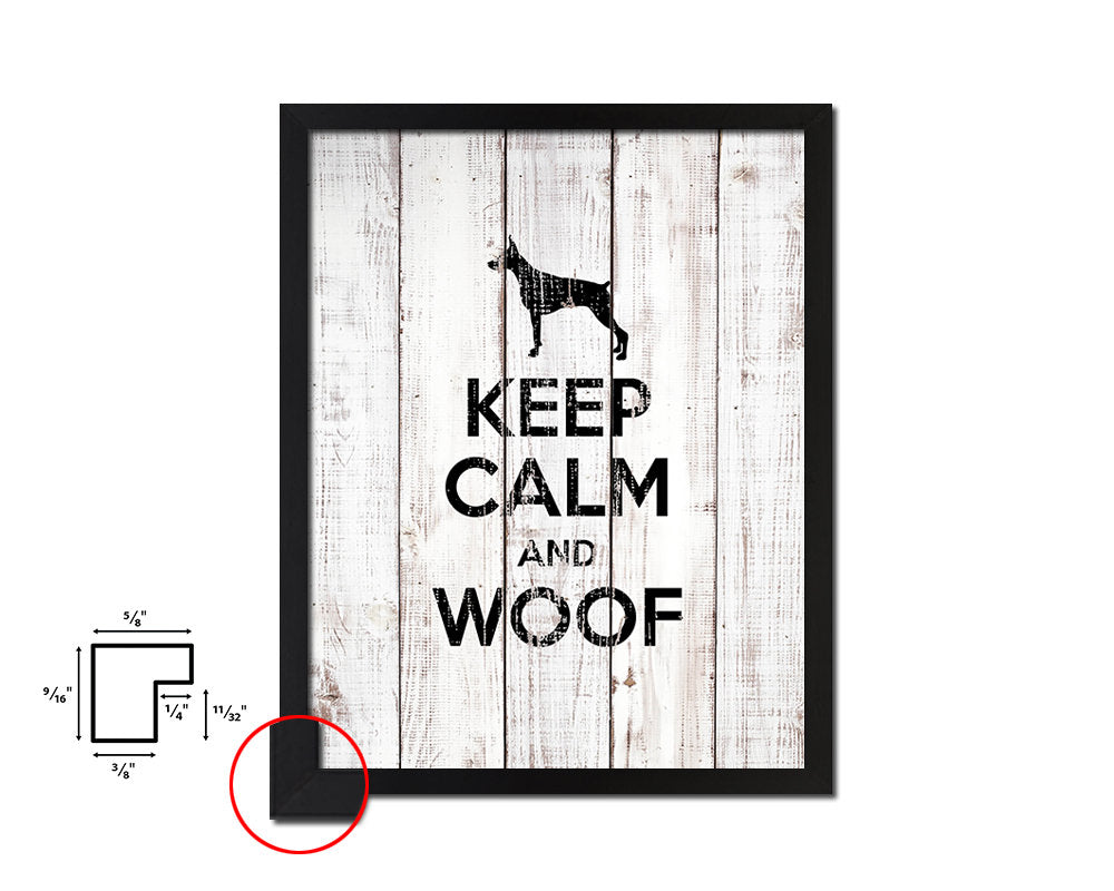 Keep calm and woof White Wash Quote Framed Print Wall Decor Art