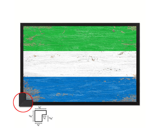 Sierra Leone Shabby Chic Country Flag Wood Framed Print Wall Art Decor Gifts