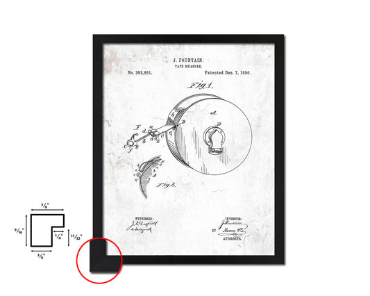 Tape Measure Tools Vintage Patent Artwork Black Frame Print Gifts