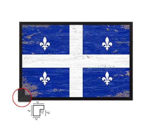 Quebec City Canada Shabby Chic Flag Framed Prints Decor Wall Art Gifts