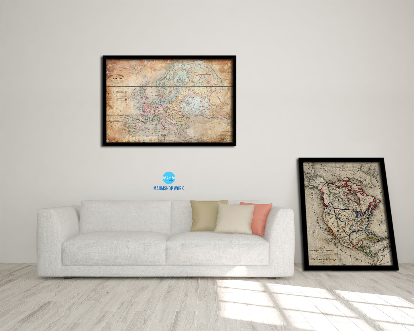 Europe Geological Antique Map Framed Print Art Wall Decor Gifts