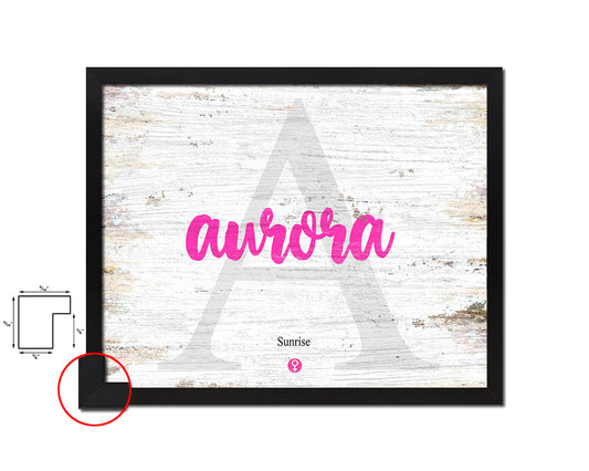 Aurora Personalized Biblical Name Plate Art Framed Print Kids Baby Room Wall Decor Gifts