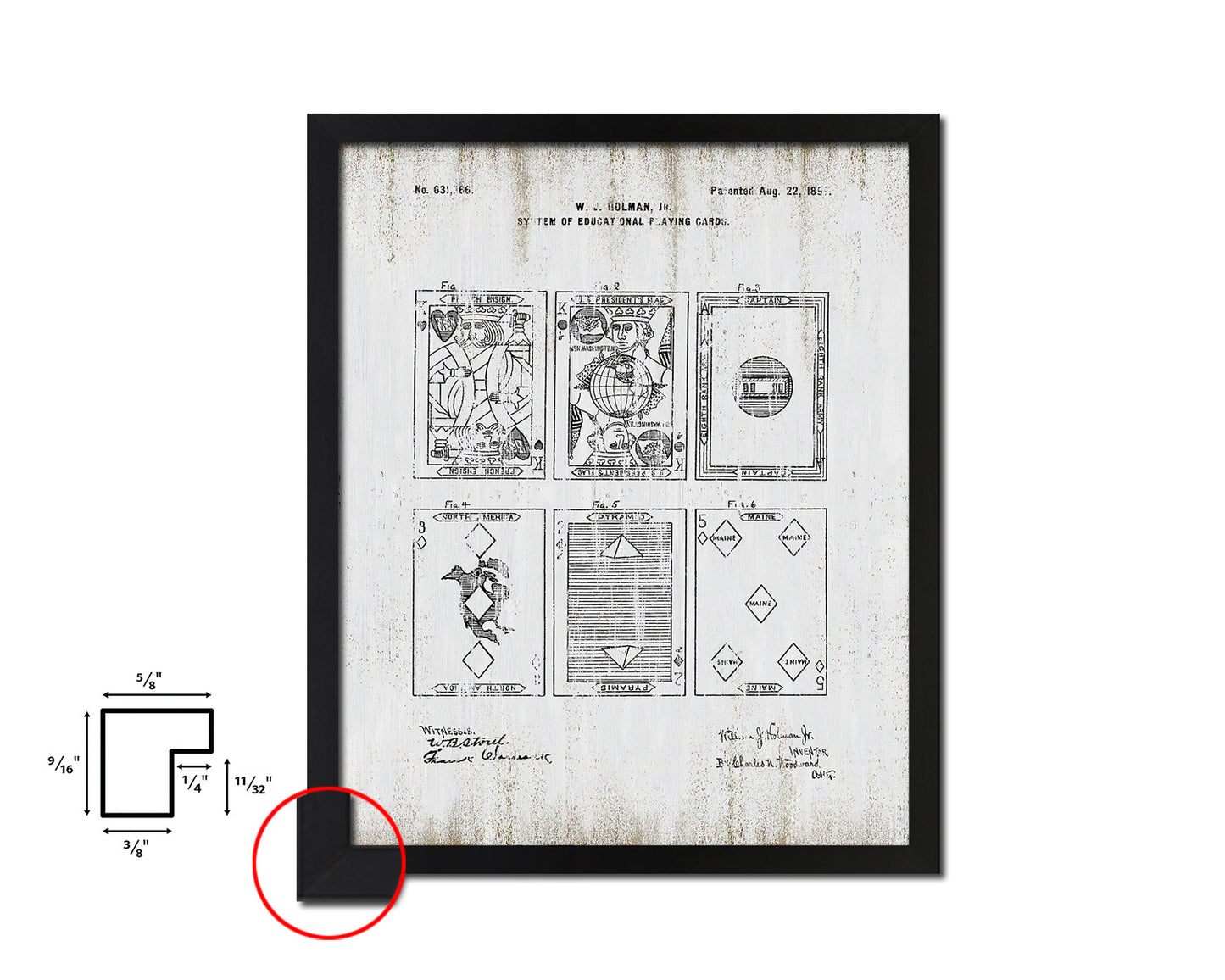 System of Education Playing Card Vintage Patent Artwork Black Frame Print Gifts