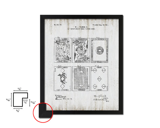 System of Education Playing Card Vintage Patent Artwork Black Frame Print Gifts