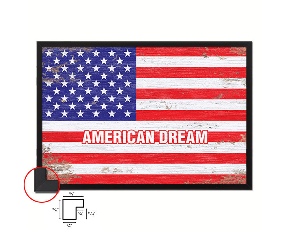 American Dream Campaign Shabby Chic Military Flag Framed Print Decor Wall Art Gifts