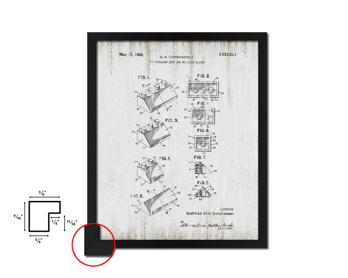 Legos Building Sets and Blocks Toy Vintage Patent Artwork Black Frame Print Gifts