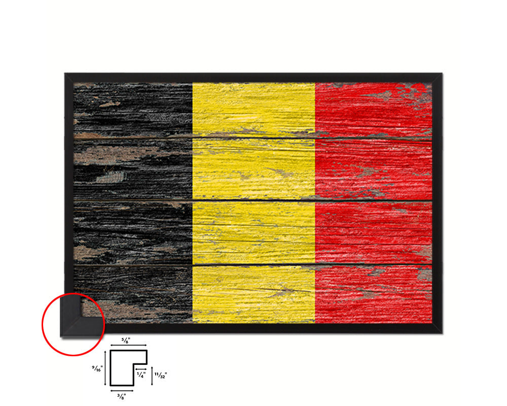 Belgium Country Wood Rustic National Flag Wood Framed Print Wall Art Decor Gifts