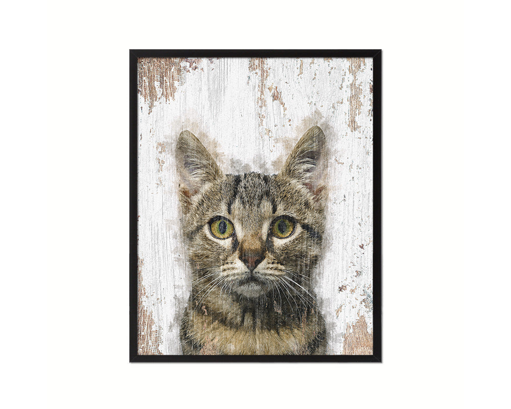 Gray Kitten Cat Kitten Portrait Framed Print Pet Home Decor Custom Watercolor Wall Art Gifts