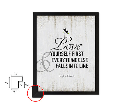 Love yourself first Quote Wood Framed Print Wall Decor Art