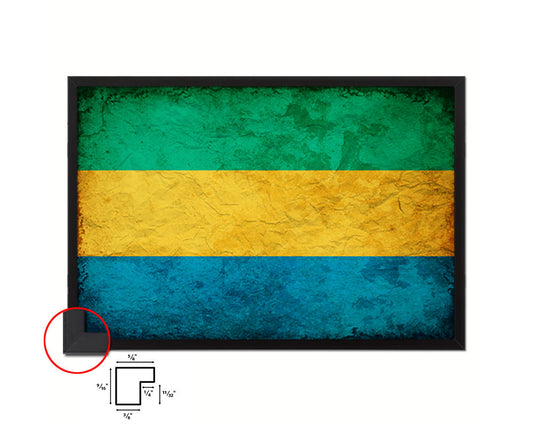 Gabon Country Vintage Flag Wood Framed Print Wall Art Decor Gifts