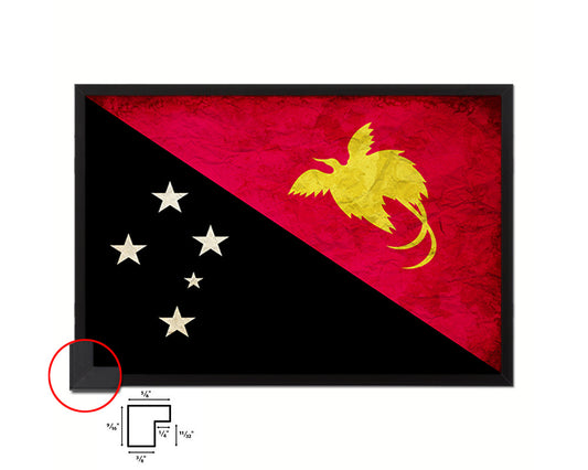 Papua New Guinea Country Vintage Flag Wood Framed Print Wall Art Decor Gifts