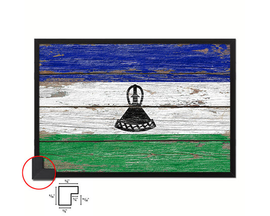 Lesotho Country Wood Rustic National Flag Wood Framed Print Wall Art Decor Gifts