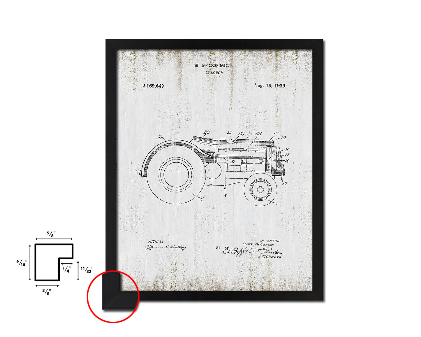 Tractor Home Vintage Patent Artwork Black Frame Print Wall Art Decor Gifts